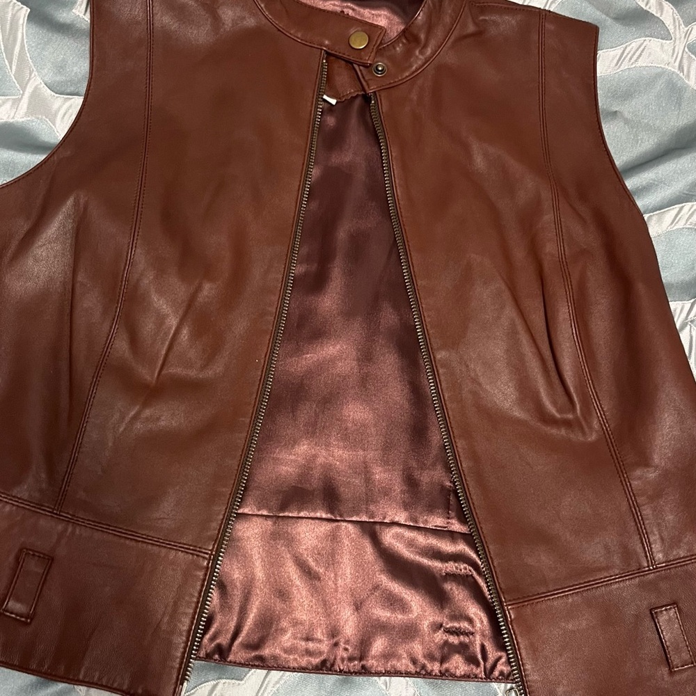 CAbi Rich Brown Leather Women's Vest